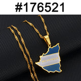 Anniyoc Nicaragua Map Flag Pendant Necklaces for Women Gold Color Charm Nicaraguans Maps Jewelry Patriotic s #176521