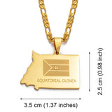 Anniyo EQUATORIAL GUINEA Map Necklace Gold Color Jewelry Guinea Ecuatorial Pendant Necklaces Jewellery Maps #003321