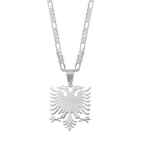 Anniyo 2.9cm Albania Eagle Pendant Necklaces Gold Color & Silver Stainless Steel Jewelry Ethnic for Women Men #068921
