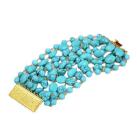 GG Natural 9 Strands Blue Turquoise Gems Stone Bracelet Cute For Women