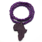 VOQ new arrival Africa map necklace for men and women wooden pendant Bead string necklace hip hop jewelry