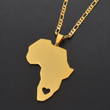 Anniyo Africa Map 5cm Pendant Necklaces Women Men Trendy Silver Color/Gold Color African Maps Jewelry Ethiopian  #113721