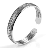 ANENJERY Wave Pattern Cuff Bracelets&Bangles For Men Retro Handmade Thai Silver Jewelry