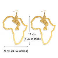 Anniyo Gold Color Stainless Steel Egyptian Queen Nefertiti Earrings African Map Big Earrings Jewelry Africa Ethnic  #116821