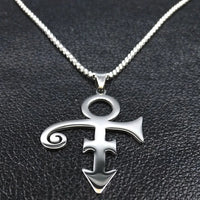 RIP Memorial Symbol Love Logo Steampunk Stainless Steel Necklace Women The Minimalism Artist Love Symbol Prince Necklace Jewelry