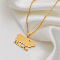 Anniyo Heart Puerto Rico Map Pendant Necklaces PR Puerto Ricans Jewelry @124821
