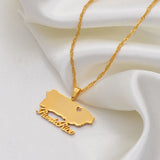 Anniyo Heart Puerto Rico Map Pendant Necklaces PR Puerto Ricans Jewelry @124821