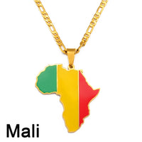 Anniyo 3.8CM Hip-hop Africa Map Pendant Necklace Jewelry Ghana Nigeria Congo Sudan Somalia Uganda Zimbabwe Zambia Liberia#207921
