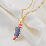 Anniyoc Belize Map Flag Pendant Necklaces for Women Girls Gold Color Charm Belize's Maps Jewelry Patriotic Ethnic s #168921
