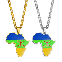 Anniyo Africa Map Berbers Pendant Necklaces African Berber Jewelry for Women Men #250021