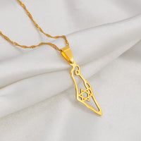 Anniyo 3.5CM Israel Map Pendant Necklaces Women ,Silver Color/Gold Color Jewelry #240621