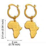 Anniyo Map of Africa Earrings for Women Girl Ethiopian Nigeria Congo Ghana Sudan Gold Plated Jewelry African Maps #119406
