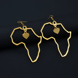 Anniyo 7CM/2.6CM/3.5CM Africa Map Big Earrings Exaggerate Earring Heart African Jewelry Traditional Ethnic Hyperbole #232721