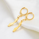 Anniyo 2CM Curacao Map Stud Earrings for Women Girls Gold Color and Stainless Steel Base Jewelry Maps @262621