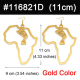 Anniyo Gold Color Stainless Steel Egyptian Queen Nefertiti Earrings African Map Big Earrings Jewelry Africa Ethnic  #116821