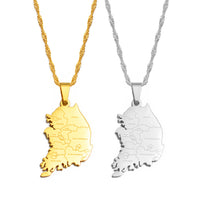 Anniyo Republic of Korea & City Name Pendant Necklaces for Women Girls South Korea Jewelry Maps Korean  #251021