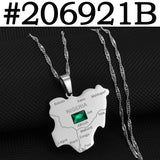 Anniyo Nigeria Map With Green Stone Pendant Necklaces Silver Color/Gold Color Nigerian Maps Jewelry Patriotic  @206921