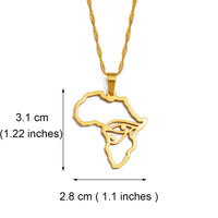 Anniyo Africa Map and Egypt Eye Charm Pendant Necklace The Eye Ancient Egyptian Symbol Jewelry #255521