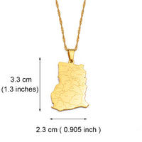 Anniyo Ghana Map With Province Name Pendant Necklaces Jewelry Ghanaian Country Maps @256321