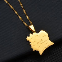 Anniyo COTE D IVOIRE Map With City Pendant Necklaces Ivory Coast Country Map Jewelry @245321