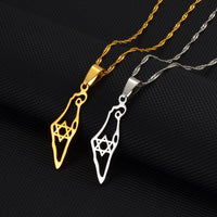 Anniyo 3.5CM Israel Map Pendant Necklaces Women ,Silver Color/Gold Color Jewelry #240621