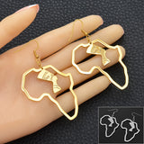 Anniyo Gold Color Stainless Steel Egyptian Queen Nefertiti Earrings African Map Big Earrings Jewelry Africa Ethnic  #116821