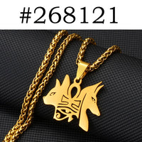 Anniyo Ancient Egypt Symbol Dog Cat Ankh Cross Eye Pendant Necklace for Women Men Nile Key African Amulet Jewelry #268121
