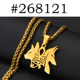 Anniyo Ancient Egypt Symbol Dog Cat Ankh Cross Eye Pendant Necklace for Women Men Nile Key African Amulet Jewelry #268121