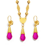 Anniyo Hawaiian Jewelry sets Pendant Necklaces Flower Earrings Colored Crystal Bead Ball Chains Guam Micronesia Chuuk #258006