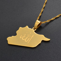 Anniyo Syria Map With Allah Pendant Necklaces for Women Girls Syrians Jewelry @020121