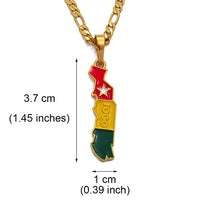 Anniyo 3.7CM Flag and Map of Togolaise Pendant Necklaces for Women Men Togo Maps Gold Color Jewelry Togolese Itmes #122206