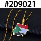 Anniyo Republic of the Sudan Map Flag Pendant Necklaces Silver Color/Gold Color Jewelry Ethnic  #209021