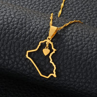 Anniyo Heart Iraq Map Pendant Necklace Silver Color/Gold Color Jewelry Map Of Iraq Necklaces #160521