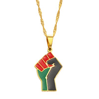 Anniyo African Fist Symbol Pendant Necklaces Stainless Steel Jewelry for Women Girls Africa Cultural Chain @231521