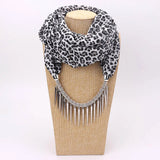 Ahmed Autumn and Winter Fashion Rhinestone Leopard Head Pendant Leopard Scarf Necklace For Women New Neckerchief Scarves Jewelry
