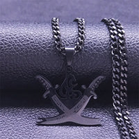 Arabic Retro Imam Ali Sword Muslim Islam Knife Chain Necklaces Stainless Steel Necklace Men/Women Gold Color Jewelry N3435S05