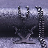 Arabic Retro Imam Ali Sword Muslim Islam Knife Chain Necklaces Stainless Steel Necklace Men/Women Gold Color Jewelry N3435S05