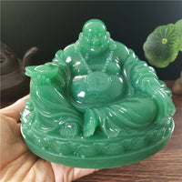 Chinese Feng Shui Laughing Buddha Statue Man-made Jade Stone Ornaments Big Maitreya Buddha Sculpture Figurines Home Decoration