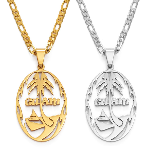 Anniyo Guams Necklaces for Women Men Gold Color/Silver Color Guam Pendant Jewelry @137921