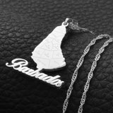 Anniyo Map of the Barbados Island With City Names Pendant Necklaces Silver Color/Gold Color Maps Barbados Jewelry #125121