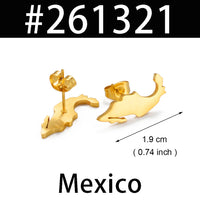 Anniyo Puerto Rico Mexico Dominican Guatemala Map Stud Earrings Jewelry Stainless Steel Ethnic Ornament  #261021