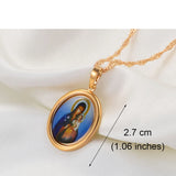 Anniyo (1Piece) Charm Mary Pendant Chain Necklaces for Women Girls Virgin Orthodox Religious Jewelry @@