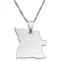 Anniyo With City Name Angola Map Pendant Necklaces Silver Color/Gold Color African Jewelry Angolan Country Maps #135621