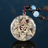 Orgone Energy Pendent Garnet Necklace Orgonite Labradorite Om Crystal Pendant Necklace for Women Men Yoga Healing Jewelry Gift