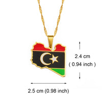 Anniyo Libya Map Flag Pendant Necklace for Women Men Gold Color Jewelry Libya Country Map #244121