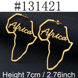 Anniyo African Symbol Earrings Gold Color Stainless Steel Adinkra Nyame Earrings Stud Ethnic large Jewelry Love  #131121