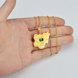 Anniyo Nigeria Map With Green Stone Pendant Necklaces Silver Color/Gold Color Nigerian Maps Jewelry Patriotic  @206921