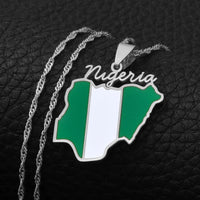 Anniyo Nigeria Map Flag Pendant Necklaces Gold Color Nigerian Maps Jewelry Patriotic  #136621