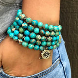 8mm Imperial Jasper Gemstone 108 Beads Mala Necklace Chakra Cuff Buddhist Yoga Mala Healing Handmade Natural Prayer