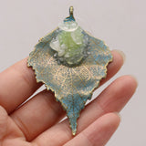 Natural Agates Stone Pendant Charms Leaf Shape Druzy Stone Pendant for Making DIY Jewerly Necklace Accessories 45x70mm